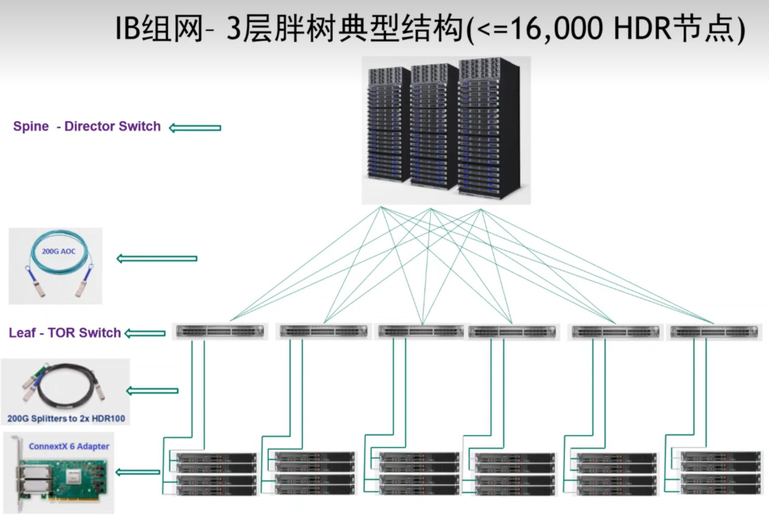 InfiniBand  3 层组网结构、IB组网-3 层胖树典型结构